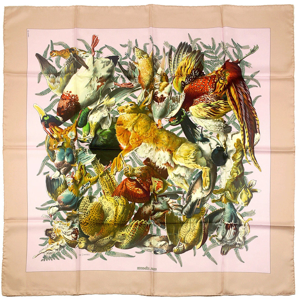 Hermes Scarf "Gibiers" by Henri de Linares 90cm Silk | Carre Foulard