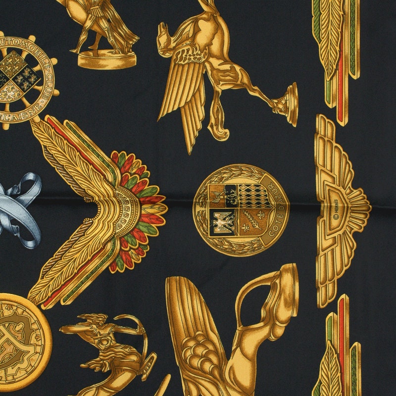 Hermes Scarf "Les Parures du Vent" by Joachim Metz Vintage 90cm Silk