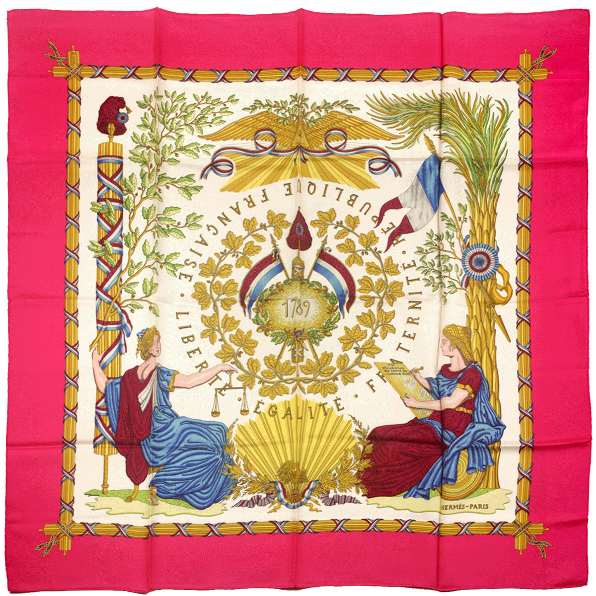 Hermes Scarf "1789 Liberte Egalite Fraternite" by Joachim Metz Vintage 90cm Silk