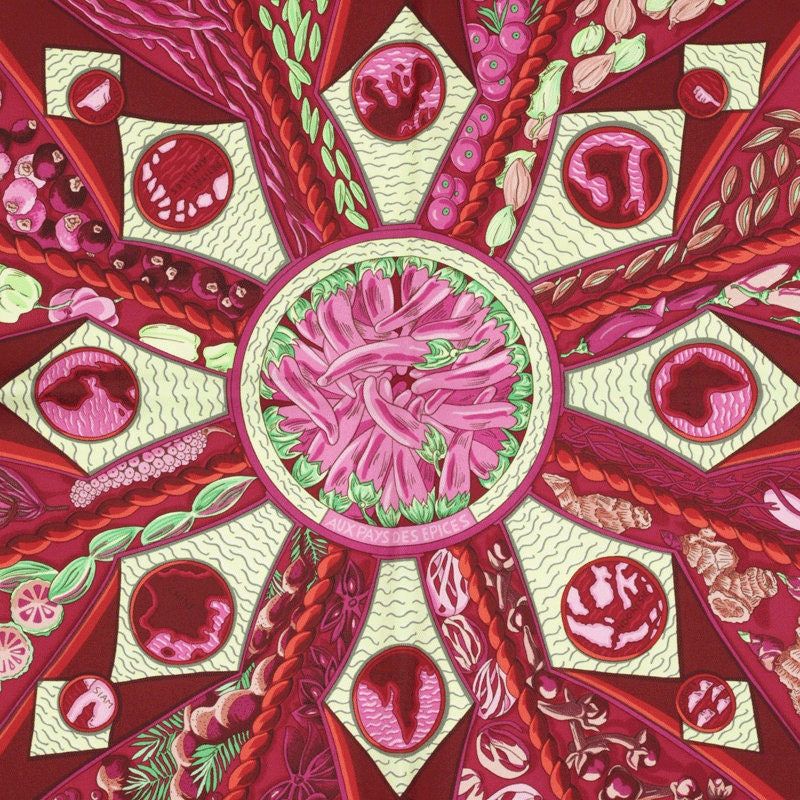 Hermes Scarf "Aux Pays de Epices" by Annie Faivre 90cm Silk | Carre Foulard