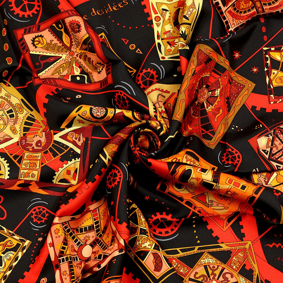 Hermes Scarf "La Mecanique des Idees" by Christine Henry 90cm Silk