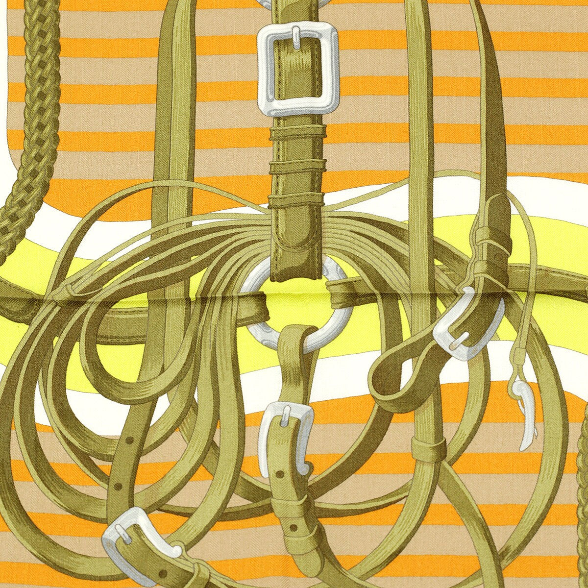 Hermes Scarf "Coaching" by Julia Abadie 90cm Cashmere Frange