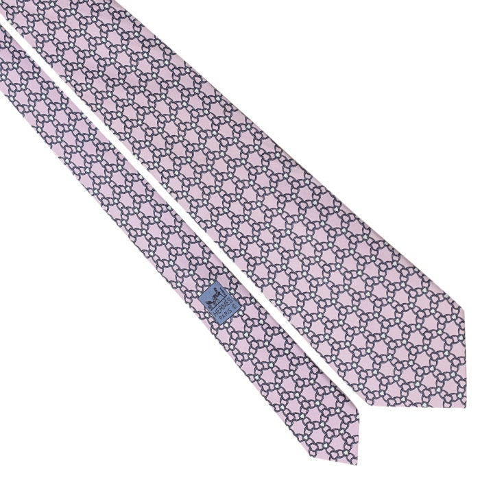 Hermes Men's Silk Tie Equestrian Geometric Pattern 5339