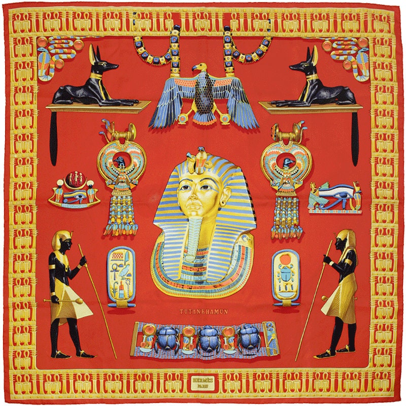Hermes Scarf "Tutankhamun" by Vladimir Rybaltchenko Vintage 90cm Silk | Foulard Carre