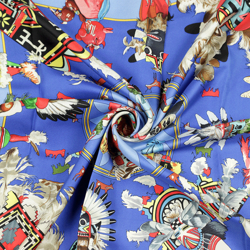 Hermes Scarf "Kachinas" by Kermit Oliver Vintage 90cm Silk