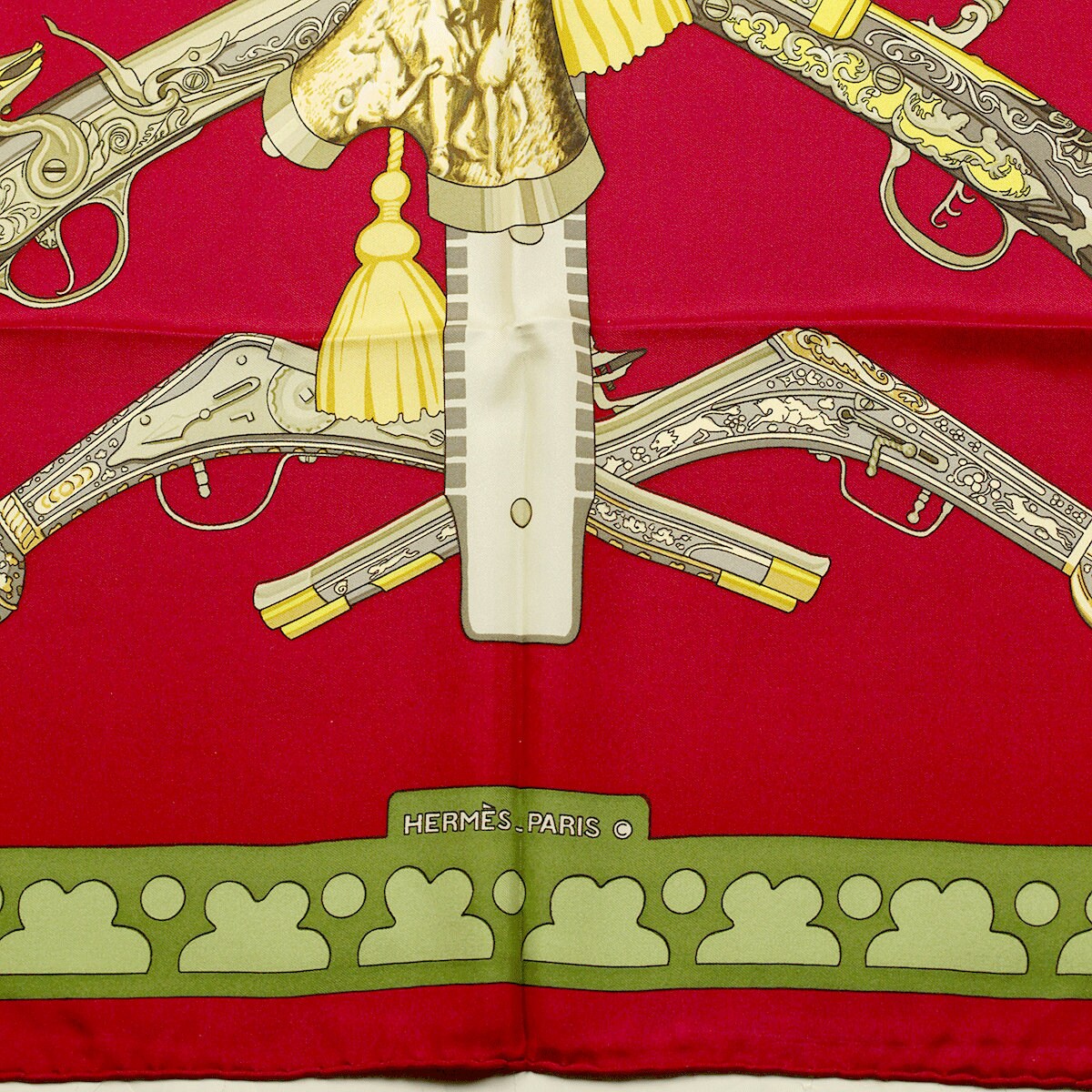 Hermes Scarf "Diane" by Henri de Linares Vintage 90cm Silk