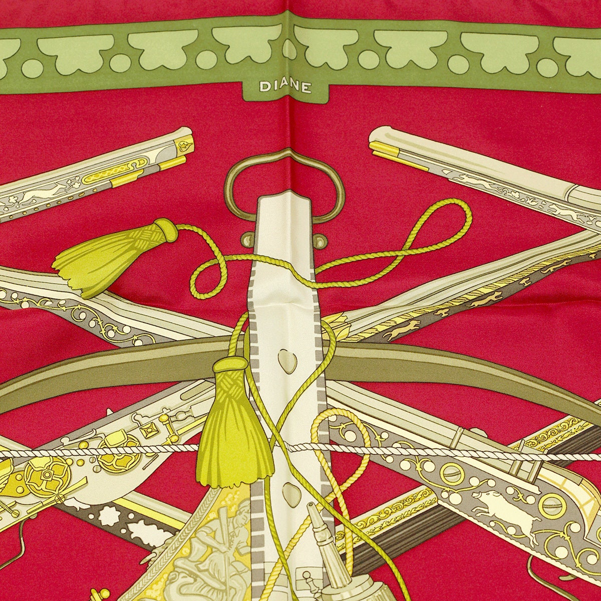 Hermes Scarf "Diane" by Henri de Linares Vintage 90cm Silk