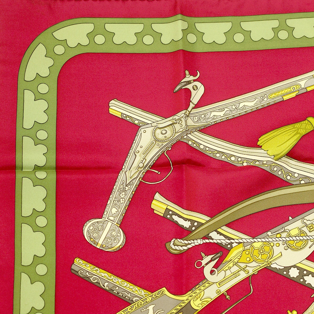 Hermes Scarf "Diane" by Henri de Linares Vintage 90cm Silk