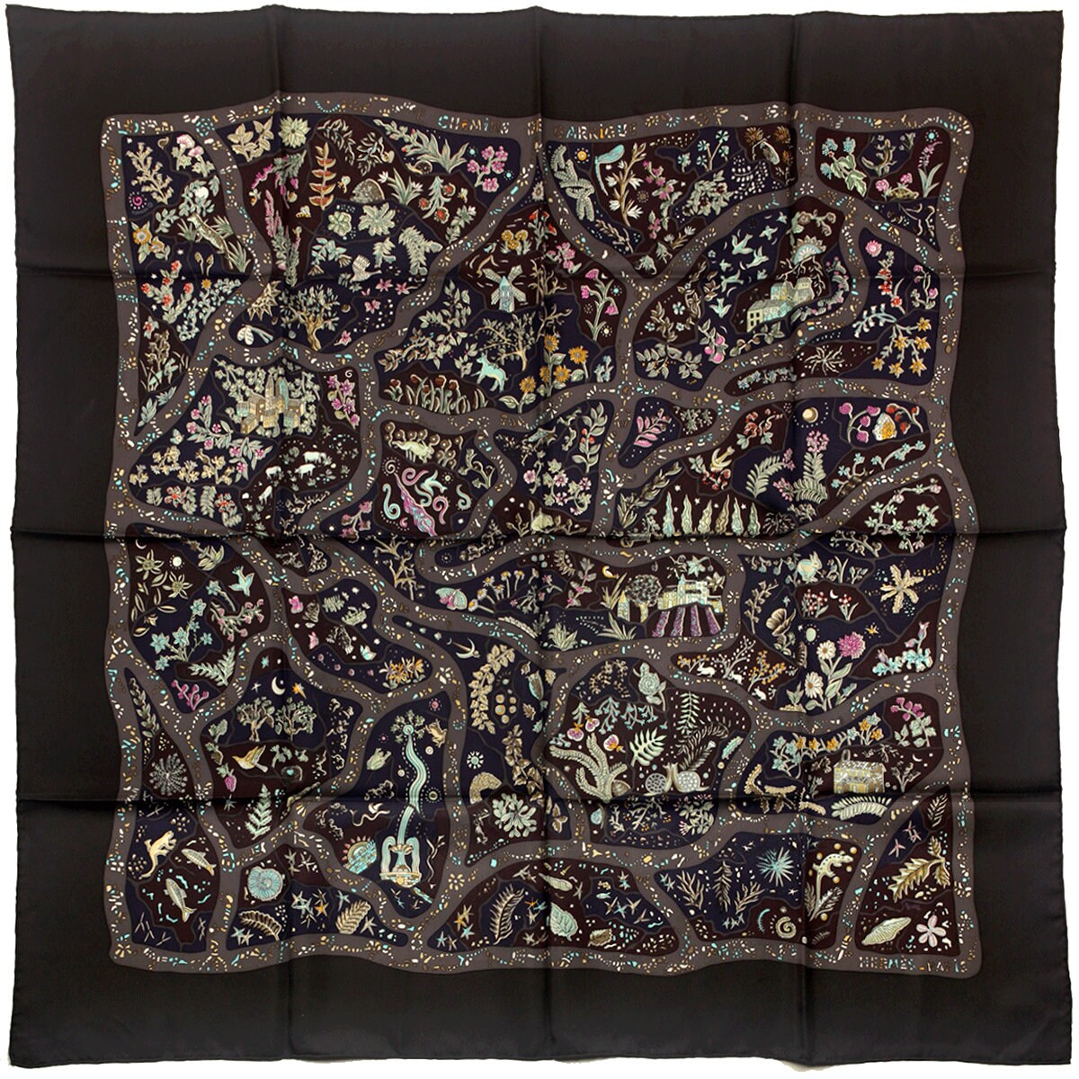 Hermes Scarf "Chemins de Garrigue" by Christine Henry 90cm Silk