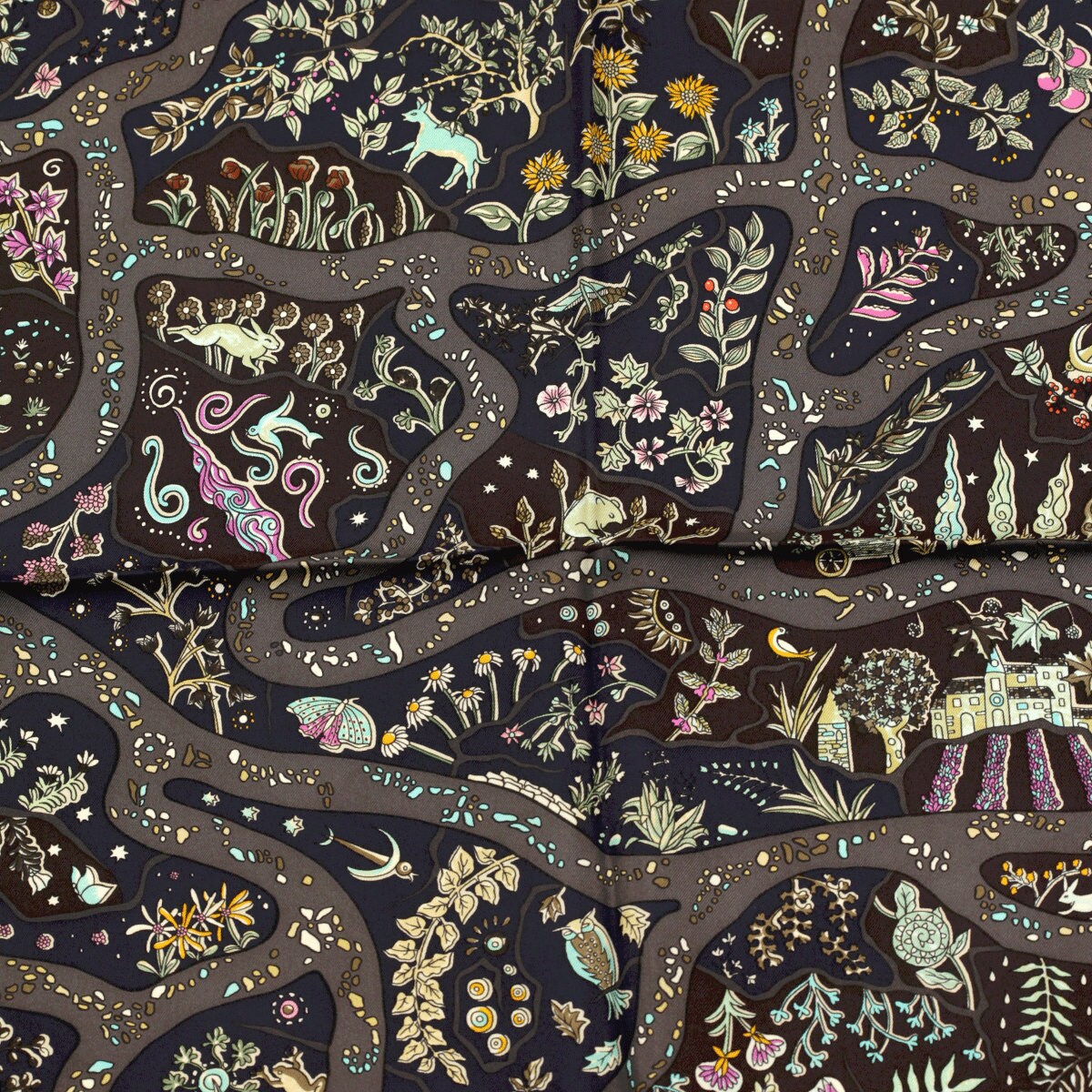 Hermes Scarf "Chemins de Garrigue" by Christine Henry 90cm Silk