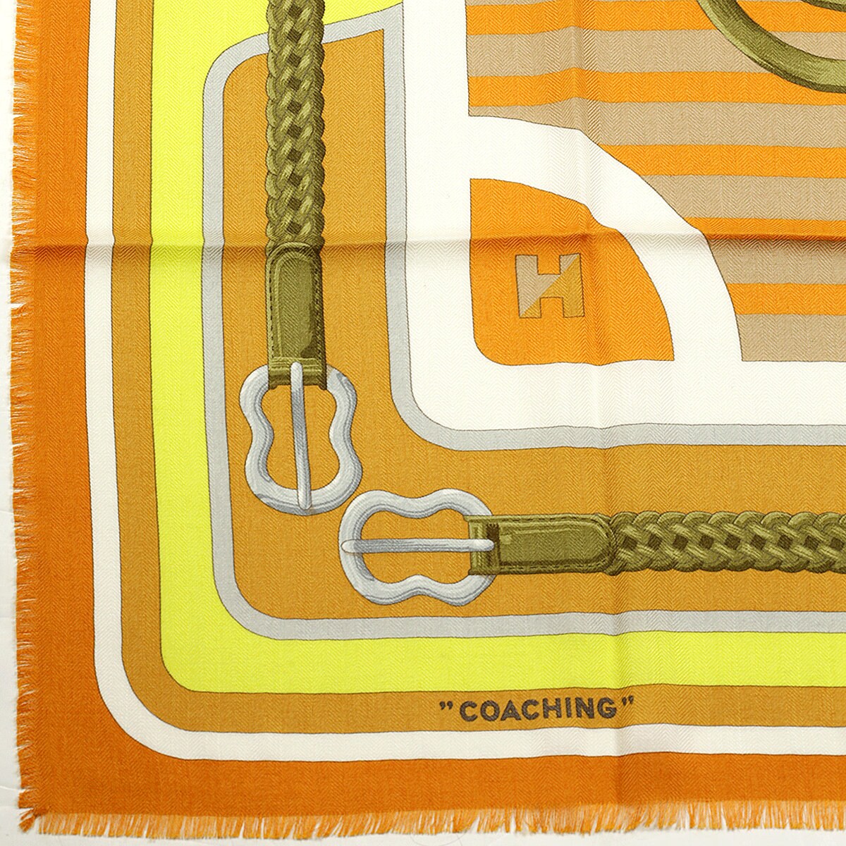 Hermes Scarf "Coaching" by Julia Abadie 90cm Cashmere Frange