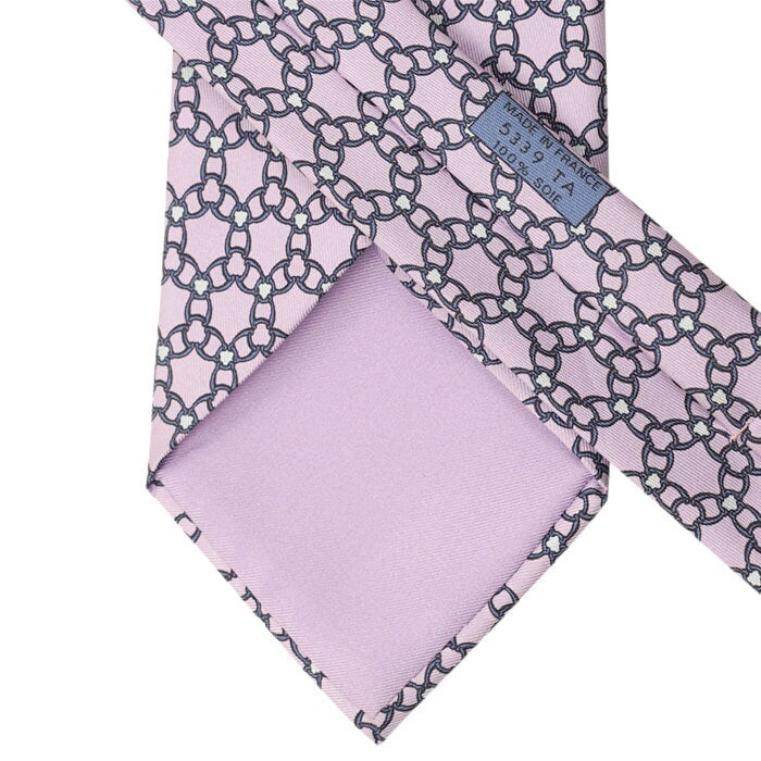 Hermes Men's Silk Tie Equestrian Geometric Pattern 5339