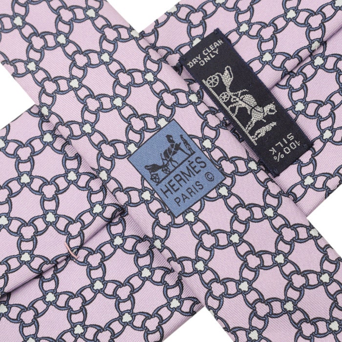 Hermes Men's Silk Tie Equestrian Geometric Pattern 5339