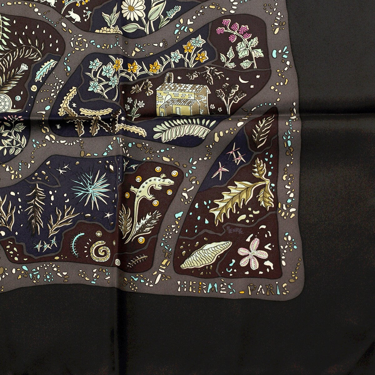 Hermes Scarf "Chemins de Garrigue" by Christine Henry 90cm Silk