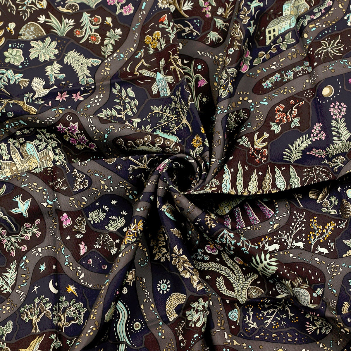 Hermes Scarf "Chemins de Garrigue" by Christine Henry 90cm Silk