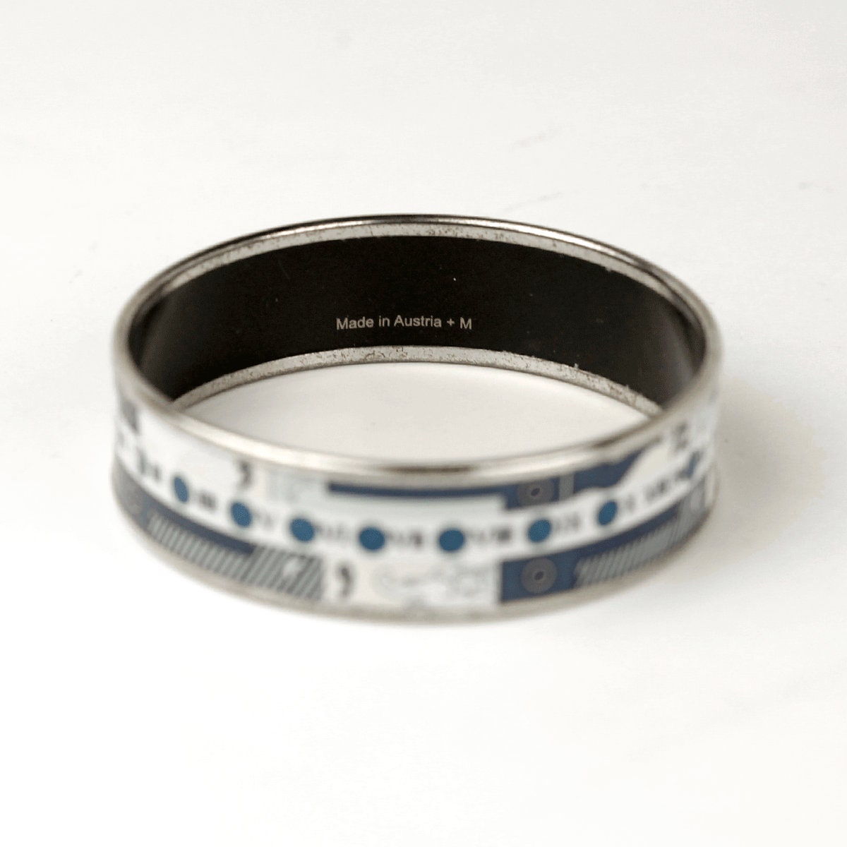 Hermes Bracelet 65 Wide Enamel Palladium Silver Astrologie Nouvelle | Bangle SHW