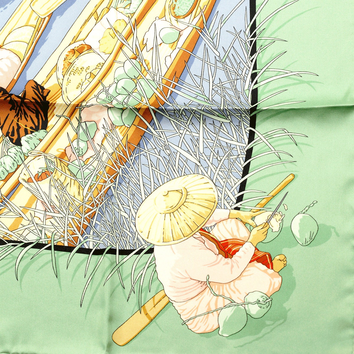 Hermes Scarf "Marche Flottant du Lac Inle" by Dimitri Rybaltchenko 90cm Silk