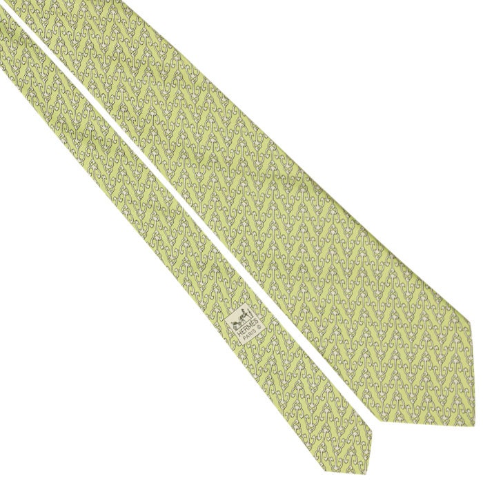 Hermes Men's Silk Tie Anchors Geometric Pattern 5358