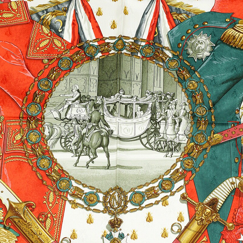 Hermes Scarf "Napoleon" by Philippe Ledoux Vintage 90cm Silk Jacquard