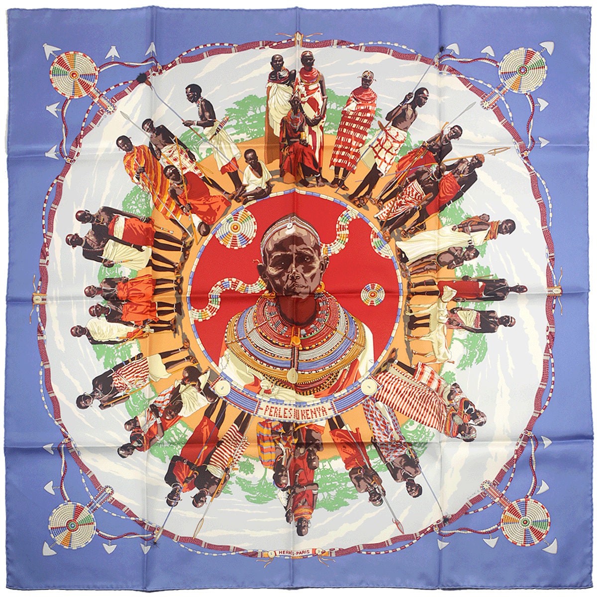 Hermes Scarf "Perles du Kenya" by Dimitri Rybaltchenko 90cm Silk