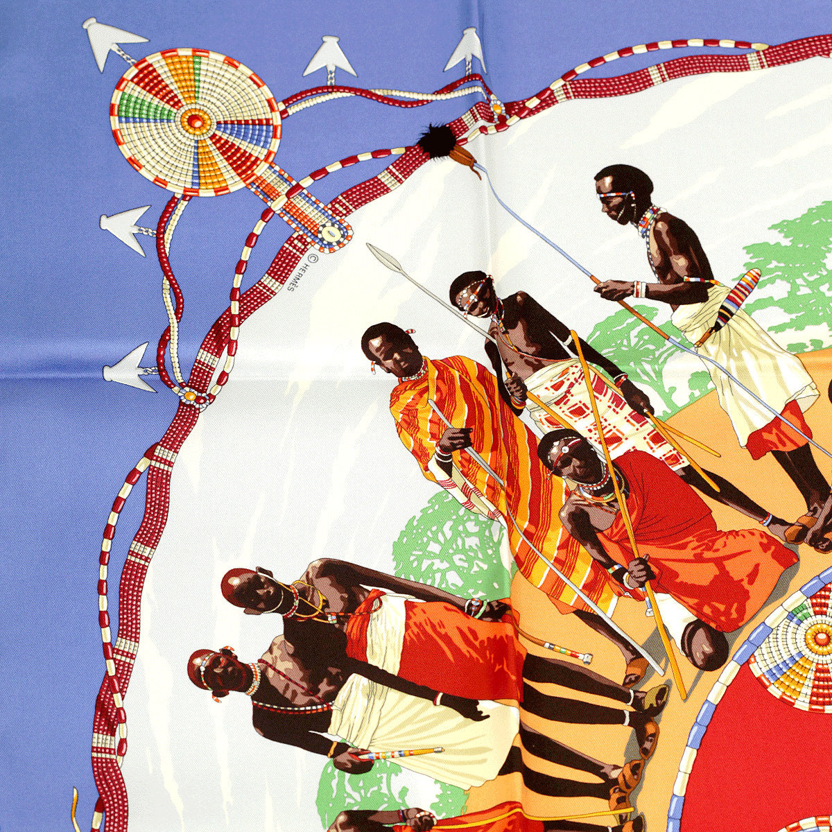 Hermes Scarf "Perles du Kenya" by Dimitri Rybaltchenko 90cm Silk