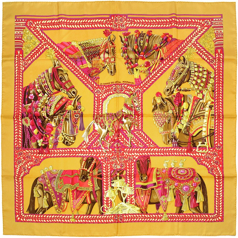 Hermes Scarf "Danse du Cheval Marwari" by Annie Faivre 90cm Silk | Carre Foulard