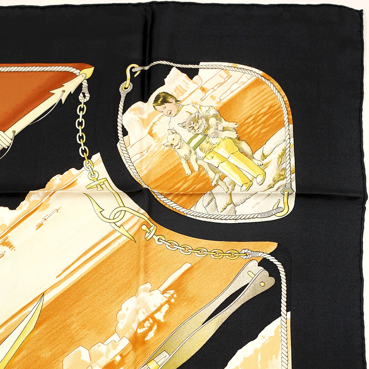 Hermes Scarf "Gronland" by Philippe Ledoux Vintage 90cm Silk