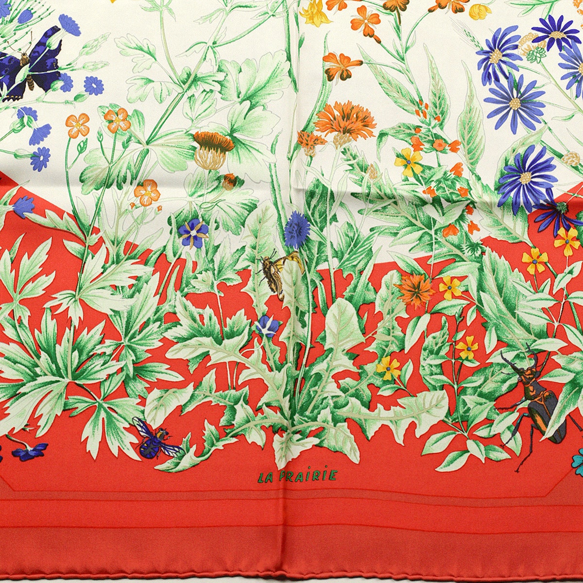 Hermes Scarf "La Prairie" by Antoine De Jacquelot Vintage 90cm Silk