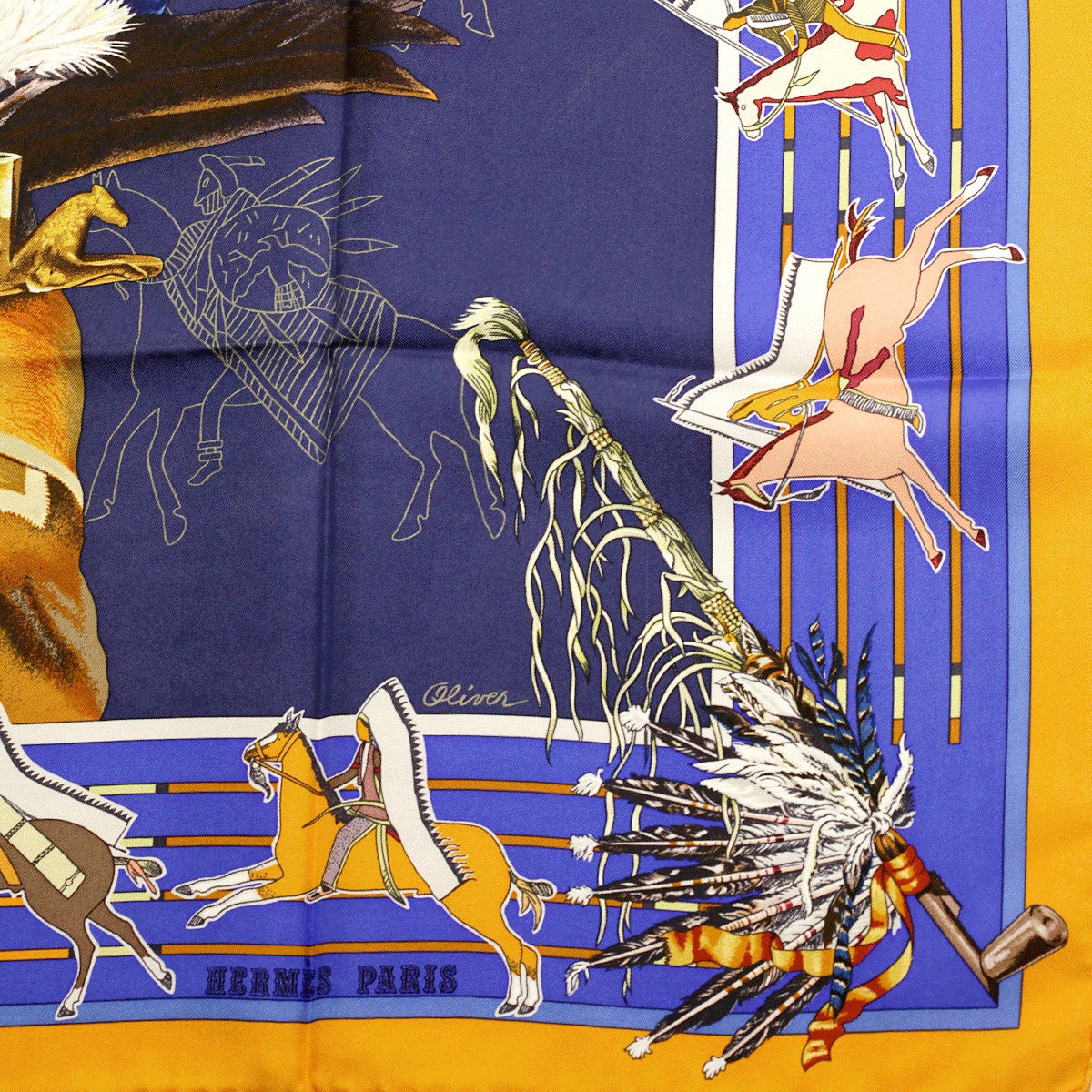 Hermes Scarf "Pani La Shar Pawnee" by Kermit Oliver 90cm Silk | Wash Carre