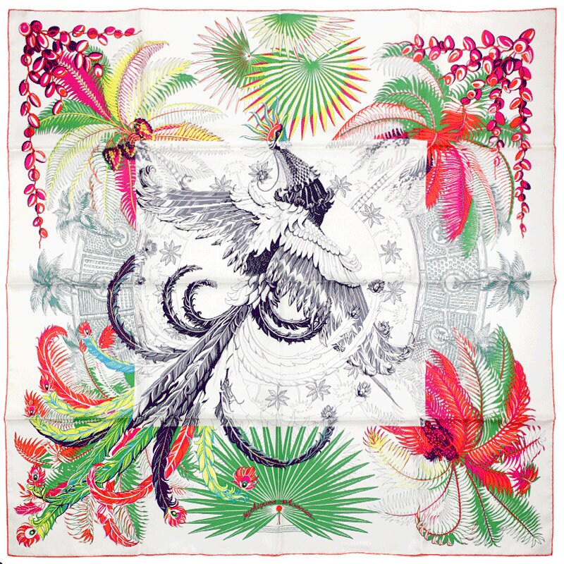 Hermes Scarf "Mythiques Phoenix" by Laurence Bourthoumieux 90cm Silk