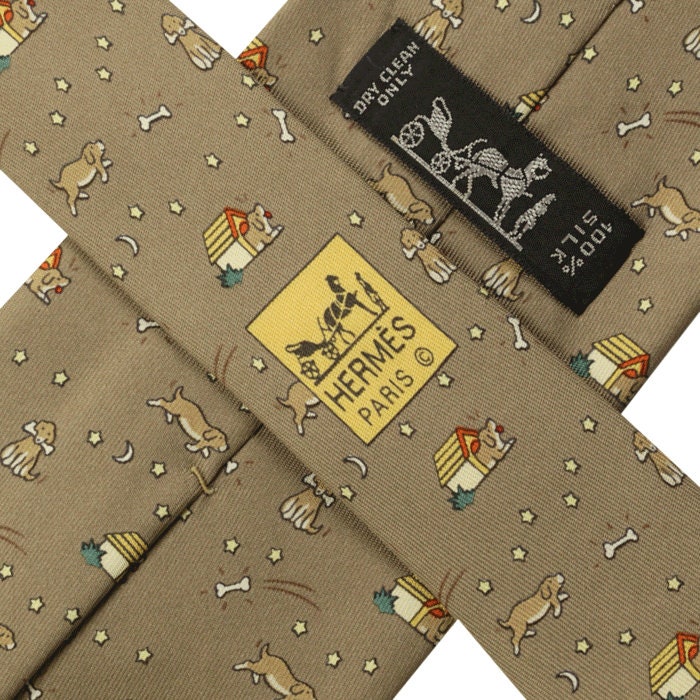 Hermes Men's Silk Tie Whimsical Doghouses Pattern 5084 | Necktie Cravate