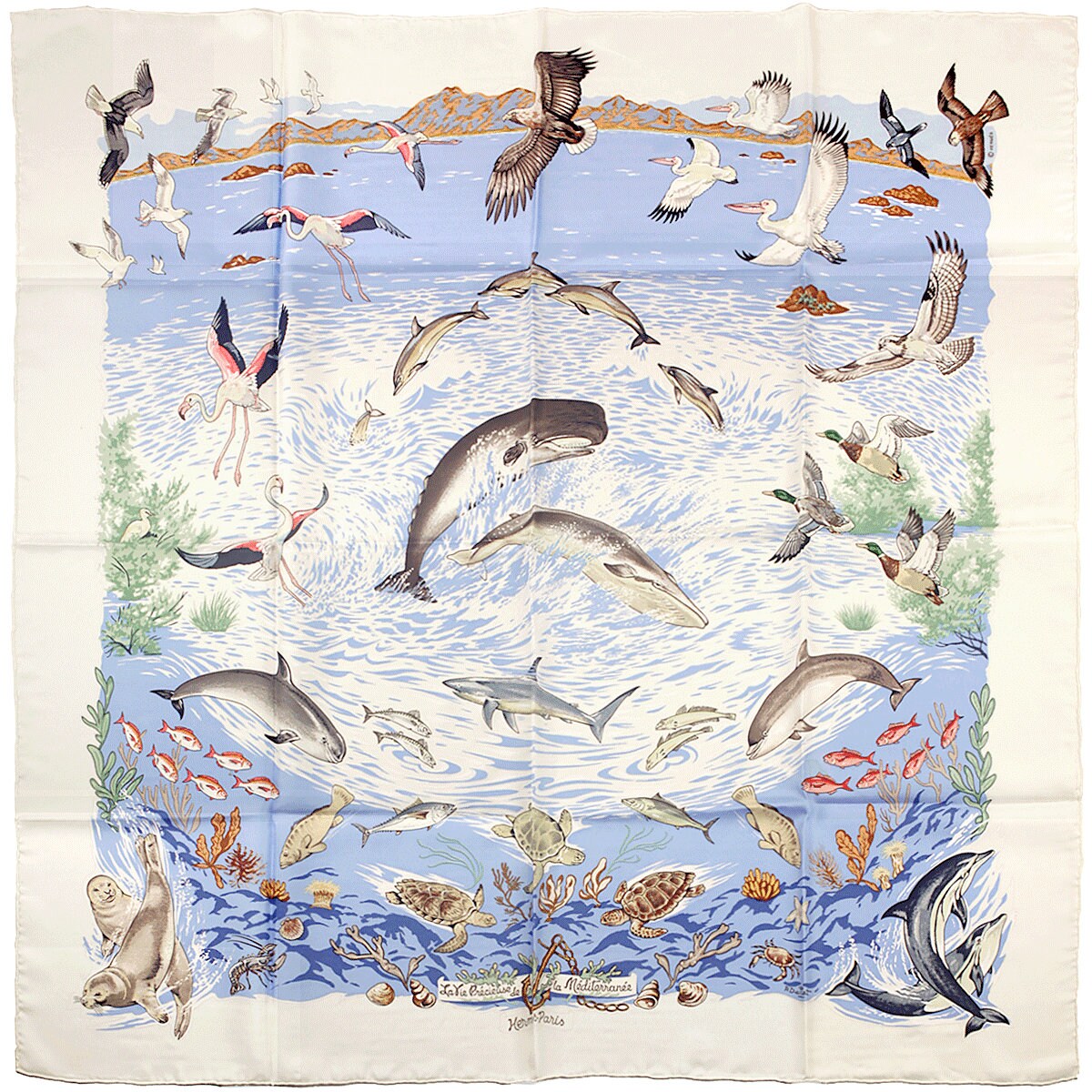 Hermes Scarf "La Vie Precieuse de Mediterrannee" by Robert Dallet 90cm Silk | Carre Foulard