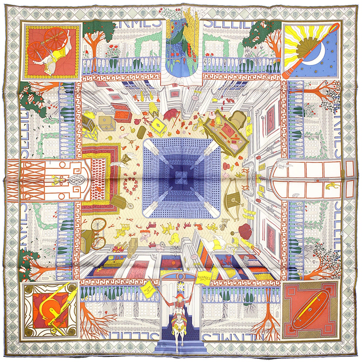 Hermes Scarf "Objets de Curiosite" by Rosa Maria Unda Souki 90cm Silk | Foulard Carre