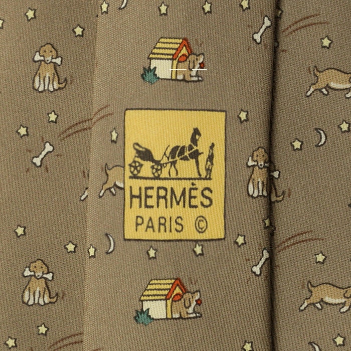 Hermes Men's Silk Tie Whimsical Doghouses Pattern 5084 | Necktie Cravate