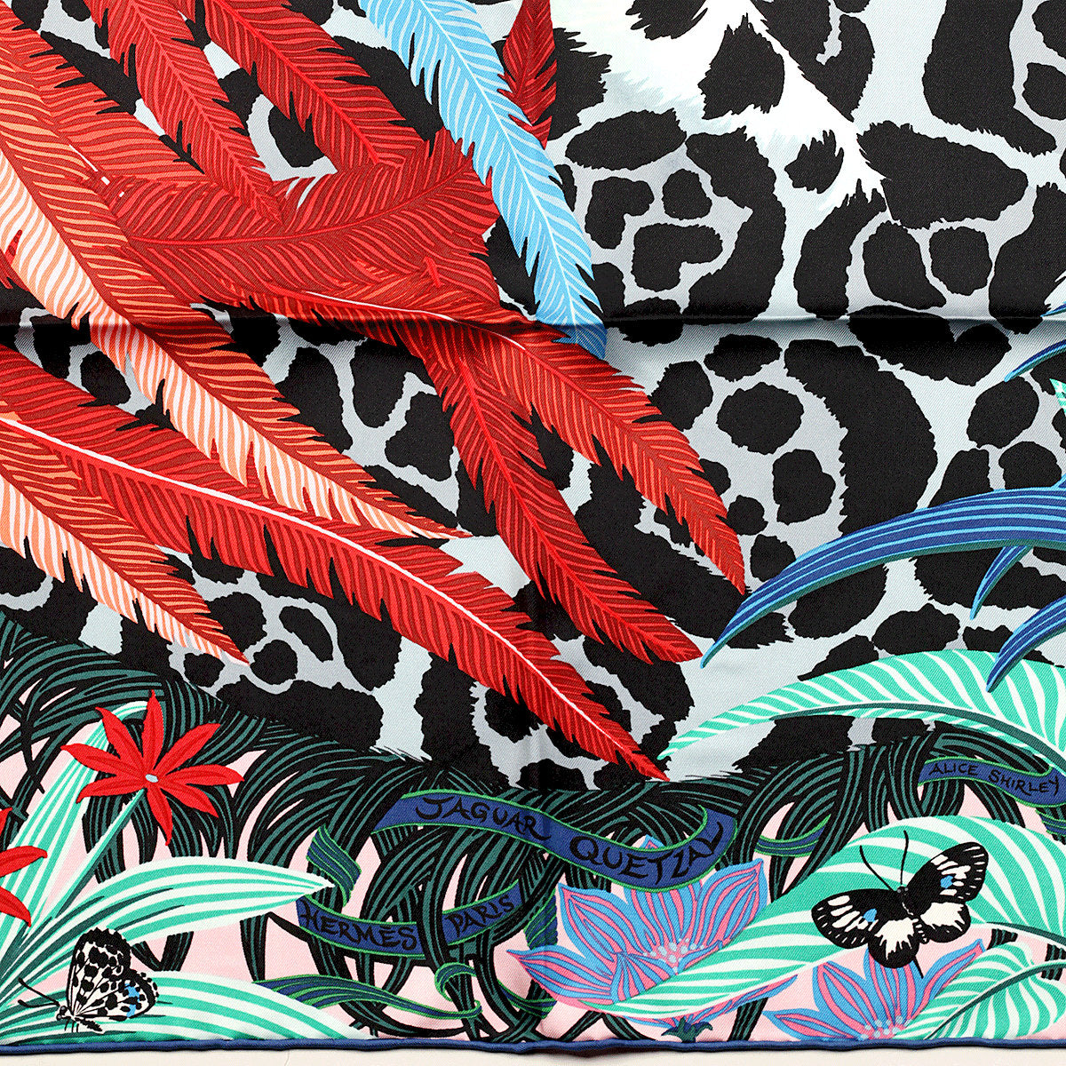 Hermes Scarf "Jaguar Quetzal" by Alice Shirley 90cm Silk | Carre Foulard