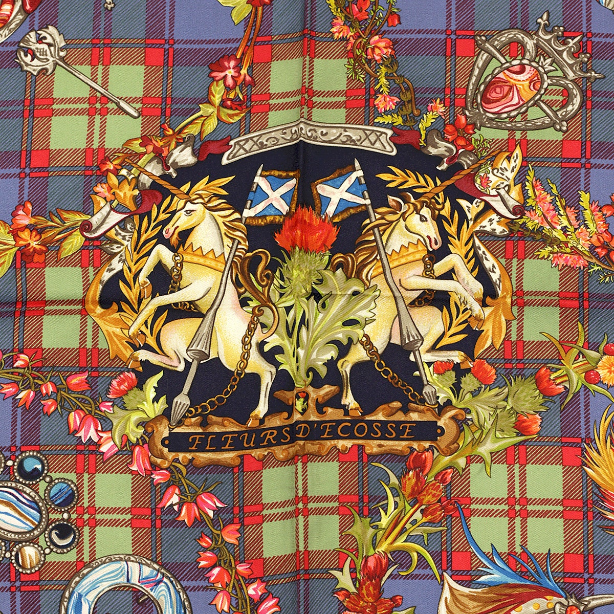 Hermes Scarf "Fleurs d'Ecosse" by Syvia Kerr 90cm Silk | Carre Foulard