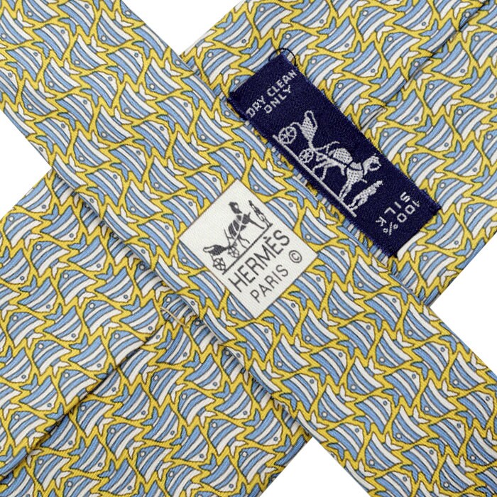 Hermes Men's Silk Tie Whimsical Tropical Fish Pattern 5562 | Necktie Cravate