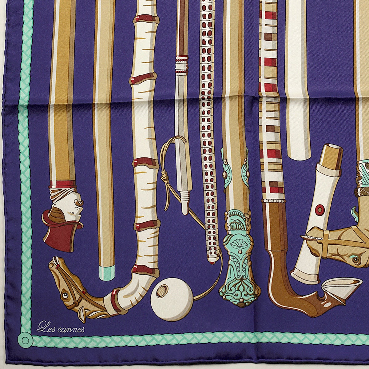 ⭐️美品⭐️Hermès カレ90 CANNES & POMMEAUX スカーフ HERMES エルメス スカーフ カレ90 CANNES & POMMEAUX シルク ネイビー