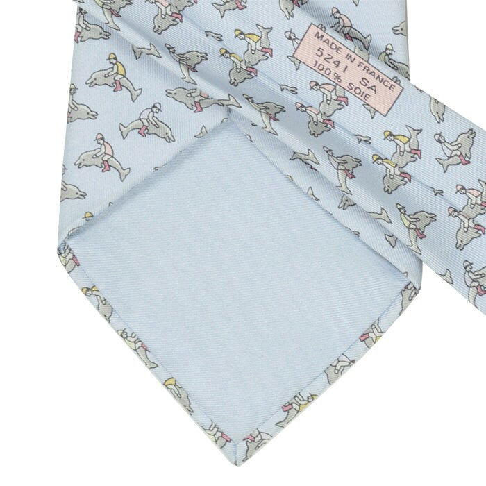 Hermes Men's Silk Tie Whimsical Dolphin Jockeys Pattern 5241 | Necktie Cravate