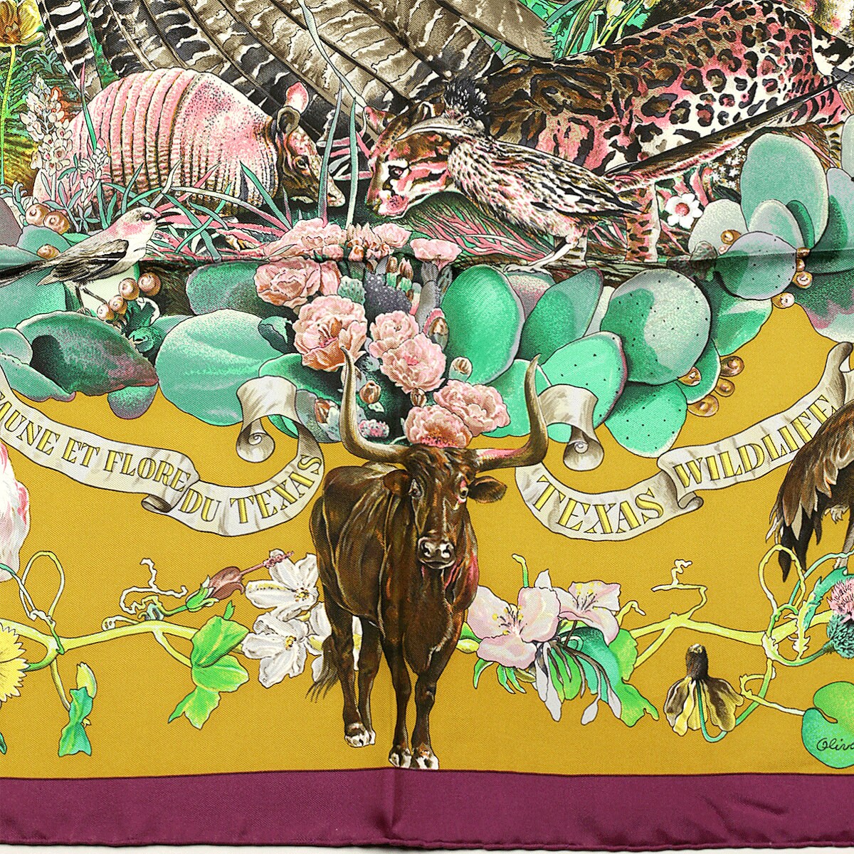 Hermes Scarf "Faune et Flora du Texas" by Kermit Oliver 90cm Silk | GRAIL Carre Foulard