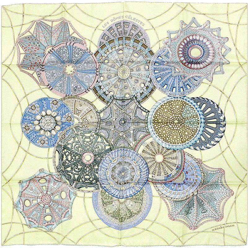 Hermes Scarf "Domes Celestes" by Annie Faivre 90cm Silk