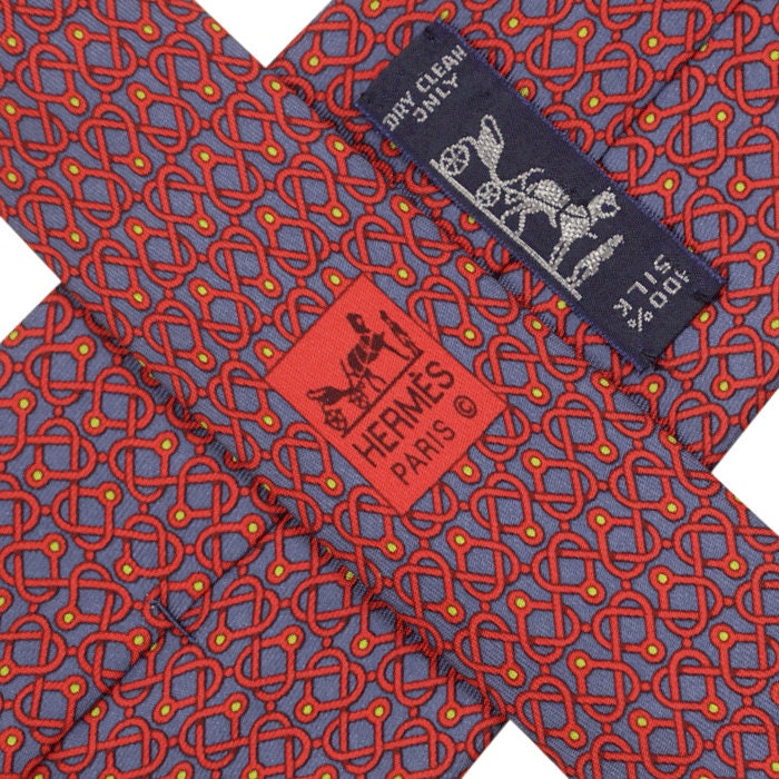 Hermes Men's Silk Tie Equestrian Geometric Pattern 5594 | Necktie Cravate