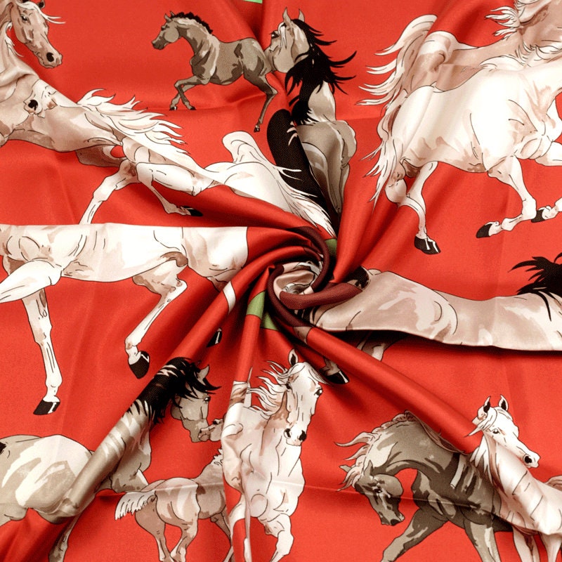 Hermes Scarf "Les Chevaux Qataris" by Hubert de Watrigant 90cm Silk