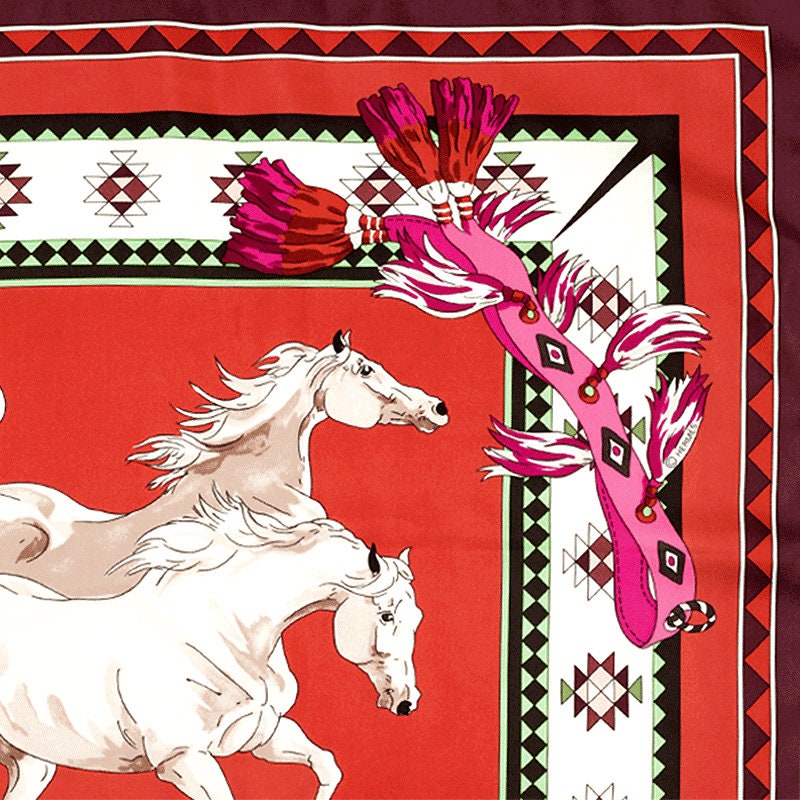 Hermes Scarf "Les Chevaux Qataris" by Hubert de Watrigant 90cm Silk