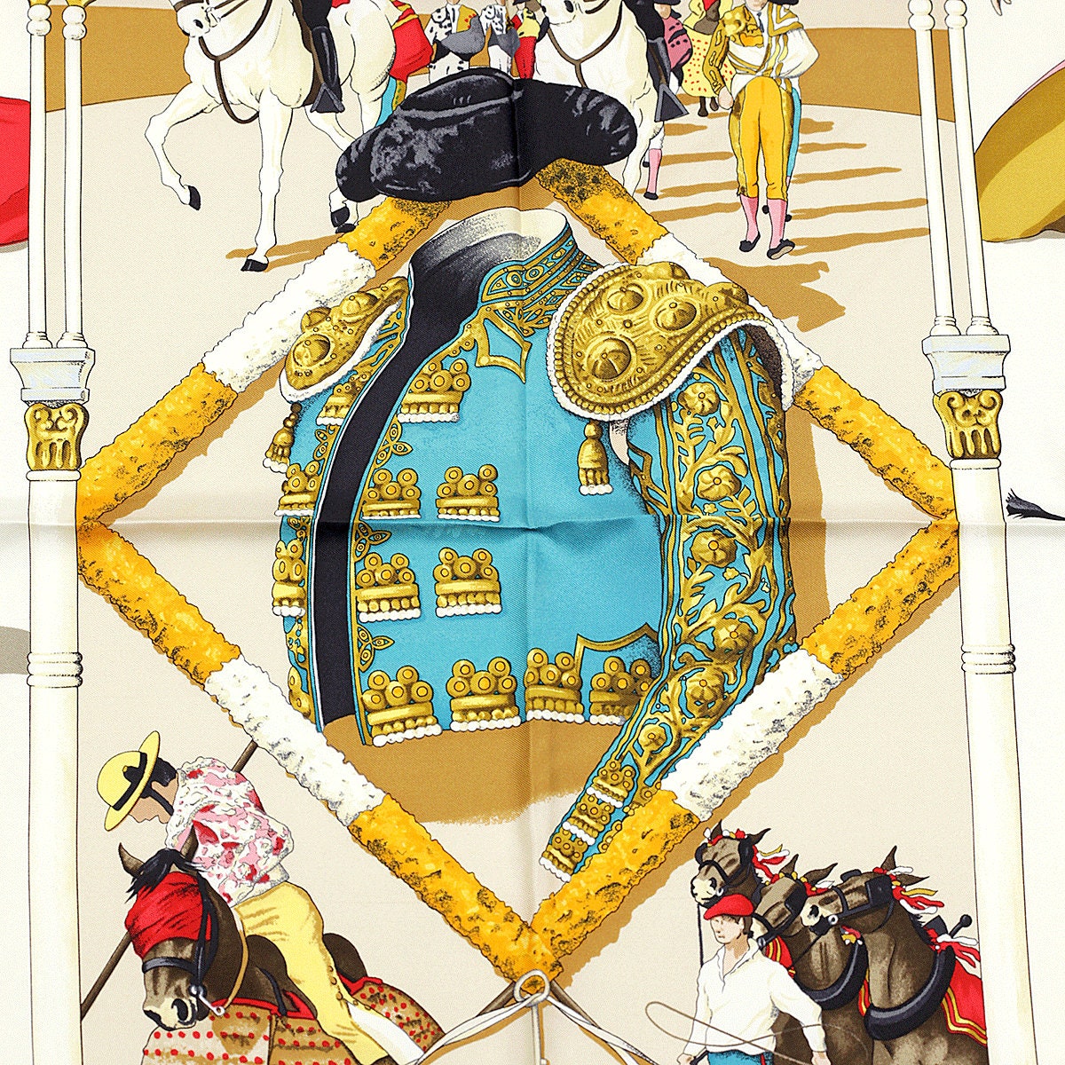 Hermes Scarf "Plaza de Toros" by Hubert de Watrigant 90cm Silk