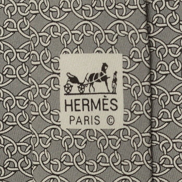 Hermes Men's Silk Tie Equestrian Geometric Pattern 7694 | Necktie Cravate