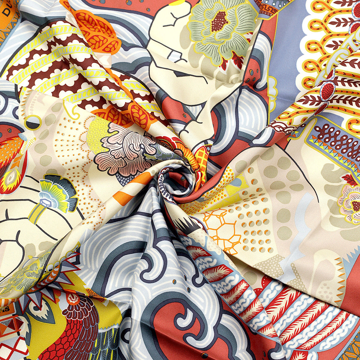 Hermes Scarf "Duo Cosmique" by Kohei Kyomori 90cm Silk | Carre Foulard