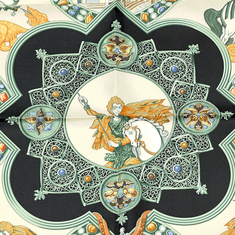 Hermes Scarf "Le Triomphe du Paladin" by Julia Abadie 90cm Silk