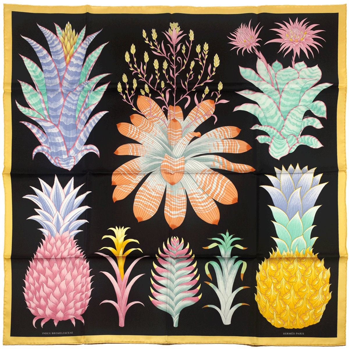 Hermes Scarf "Index Bromeliaceae" by Katie Scott 90cm Silk | Carre Foulard NWT