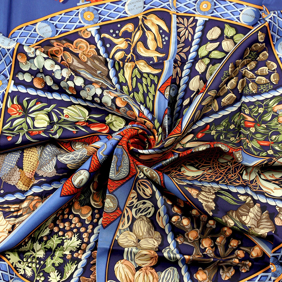 Hermes Scarf "Aux Pays de Epices" by Annie Faivre 90cm Silk | Carre Foulard